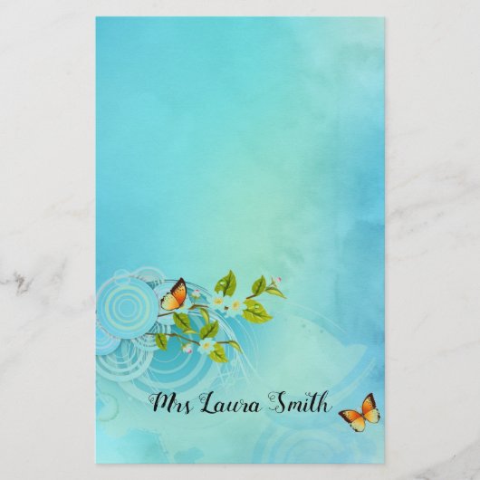 Butterflies en Daisies Briefpapier (Voorkant)