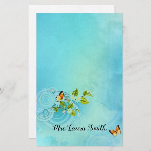 Butterflies en Daisies Briefpapier (Voorkant / Achterkant)