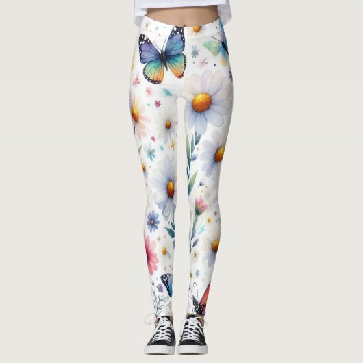 Butterflies en Daisies Leggings (Voorkant)