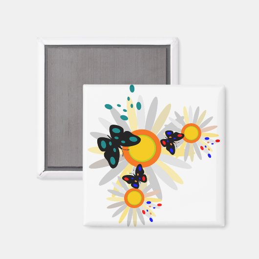 Butterflies en Daisies Magneet (Voorkant / Achterkant)