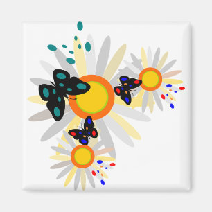 Butterflies en Daisies Magneet