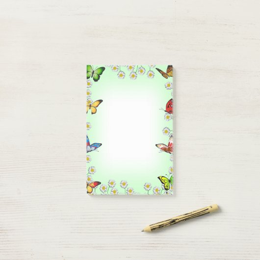Butterflies en Daisies Post-it® Notes (Op bureau)