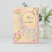 Butterflies en Daisy Flowers Invitation Kaart (Staand voorkant)
