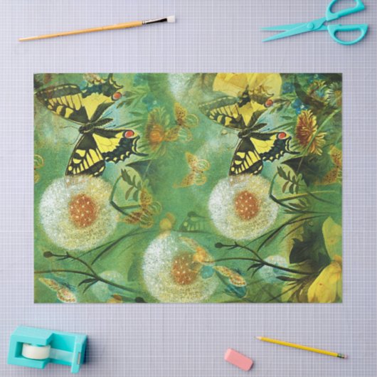 Butterflies en Dandelions ontkoppelen Tissuepapier (Craft)