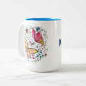 Butterflies en douanenaam tweekleurige koffiemok (Voorkant links)