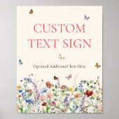 Butterflies en Floral Baby shower Sign Poster (Voorkant)