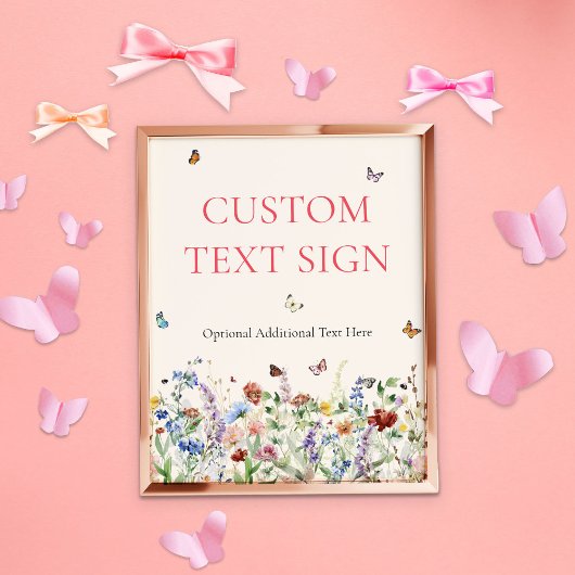 Butterflies en Floral Baby shower Sign Poster