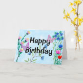 Butterflies en Flowers Happy Birthday Kaart (Gele Bloem)