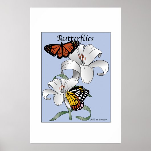 Butterflies en Flowers Poster (Voorkant)