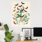 Butterflies en Flowers Poster  wanddecor (Thuiskantoor)