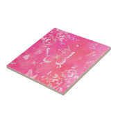 Butterflies en Flowers - Roze kunst Tegeltje (Zijkant)