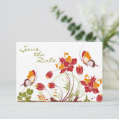 Butterflies en Flowers Wedding Save the Date (Staand voorkant)