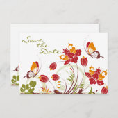 Butterflies en Flowers Wedding Save the Date (Voorkant / Achterkant)
