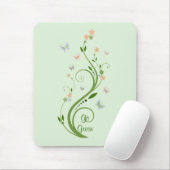 Butterflies en groene wijn muismat (Met muis)