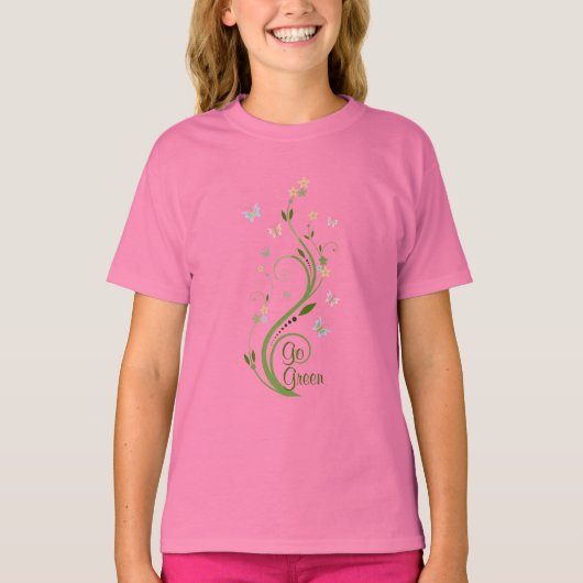 Butterflies en groene wijn t-shirt (Voorkant)