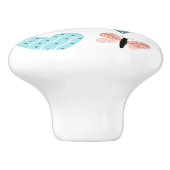 Butterflies en hart Blauwgroen en roze Keramische Knop (Zijkant)