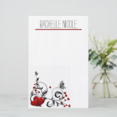Butterflies en hart gepersonaliseerd briefpapier (Staand voorkant)
