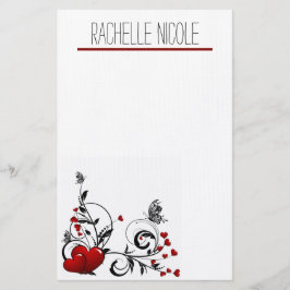 Butterflies en hart gepersonaliseerd briefpapier