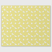 Butterflies en instripes - wit op geel cadeaupapier (Vlak)