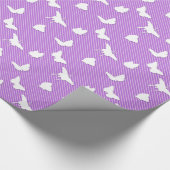 Butterflies en instripes - wit op lavender cadeaupapier (Hoek)