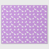 Butterflies en instripes - wit op lavender cadeaupapier (Vlak)