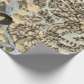 BUTTERFLIES EN KANTISCH LACE BLUE Wrapping Paper Cadeaupapier (Hoek)