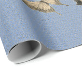 BUTTERFLIES EN KANTISCH LACE BLUE Wrapping Paper Cadeaupapier (Rol Hoek)