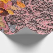BUTTERFLIES EN KANTISCH LACE RED Wrapping Paper Cadeaupapier (Hoek)