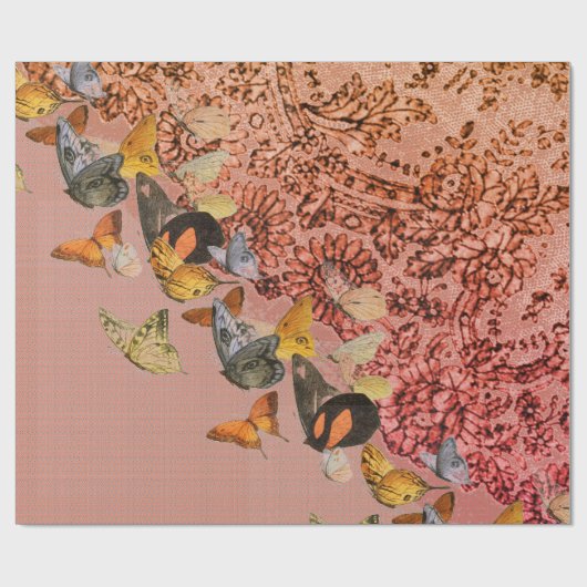 BUTTERFLIES EN KANTISCH LACE Wrapping Paper Cadeaupapier (Vlak)
