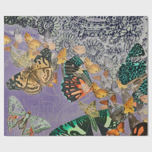 BUTTERFLIES EN KANTISCH LACE Wrapping Paper Cadeaupapier (Vlak)