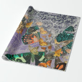 BUTTERFLIES EN KANTISCH LACE Wrapping Paper Cadeaupapier (Uitgerold)