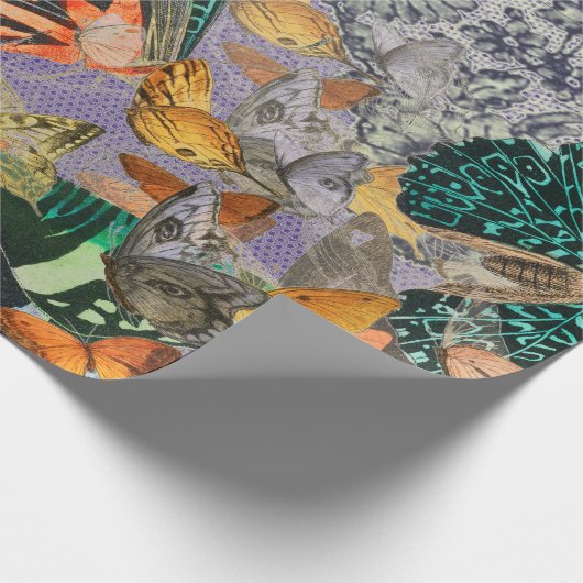 BUTTERFLIES EN KANTISCH LACE Wrapping Paper Cadeaupapier (Hoek)