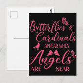Butterflies en kardinalen verschijnen wanneer de e briefkaart (Voorkant / Achterkant)