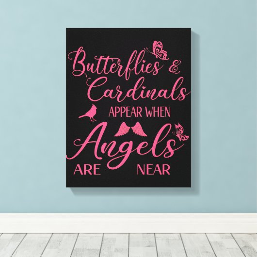 Butterflies en kardinalen verschijnen wanneer de e canvas afdruk (Insitu (Houten vloer))