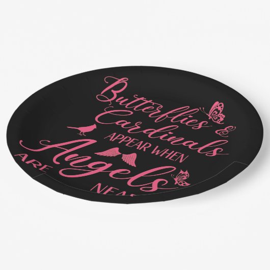 Butterflies en kardinalen verschijnen wanneer de e papieren bordje (Gekanteld)