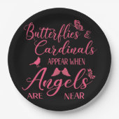 Butterflies en kardinalen verschijnen wanneer de e papieren bordje (Voorkant)