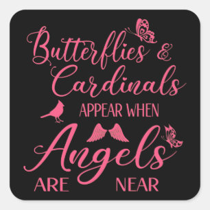 Butterflies en kardinalen verschijnen wanneer de e vierkante sticker