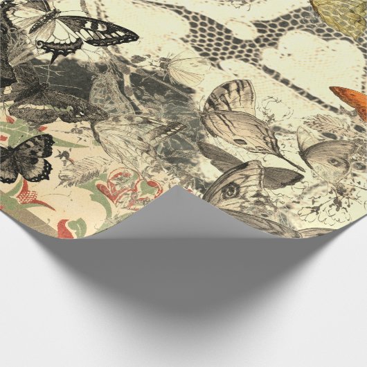 BUTTERFLIES EN LACE GIFT WRAPPING CADEAUPAPIER (Hoek)