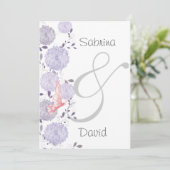 Butterflies en Lavender Chrysanthemum Wedding Kaart (Staand voorkant)