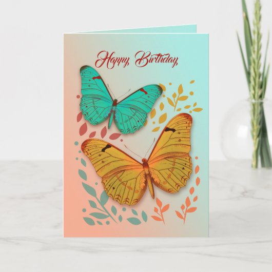 Butterflies en Leaders Friend Birthday Card Kaart (Voorkant)