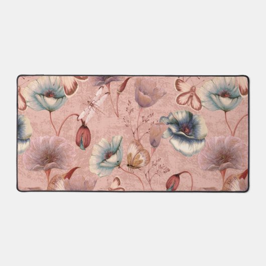 Butterflies en libellen op papavers bureaumat (Voorkant)