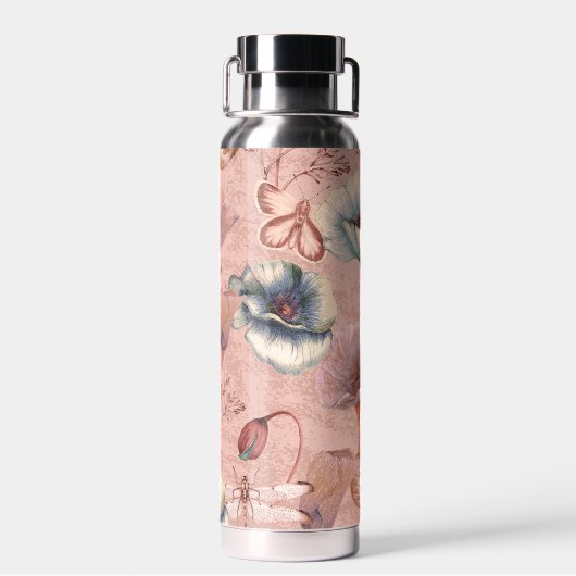 Butterflies en libellen op papavers waterfles (Achterkant)