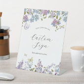 Butterflies en Lila Aangepast teksteken Reclamebord Met Voetstuk (Insitu)