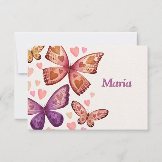 Butterflies en Love Flat Hartelijk dank Bedankkaart (Voorkant)