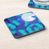 Butterflies en Moths in een Deep Blue Moonlit Sky Bier Onderzetter (Linkerzijde)