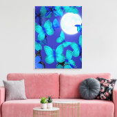 Butterflies en Moths in een Deep Blue Moonlit Sky Canvas Afdruk (Insitu (Woonkamer))