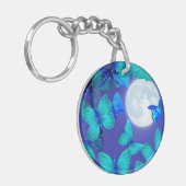 Butterflies en Moths in een Deep Blue Moonlit Sky Sleutelhanger (Voorkant Links)