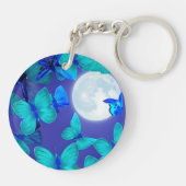 Butterflies en Moths in een Deep Blue Moonlit Sky Sleutelhanger (Achterkant)