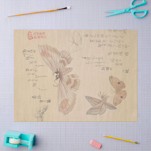 Butterflies en Moths van Kubo Shunman Tissuepapier (Craft)