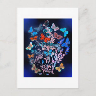 Butterflies en Motiden die over Bloemen fluiten Briefkaart